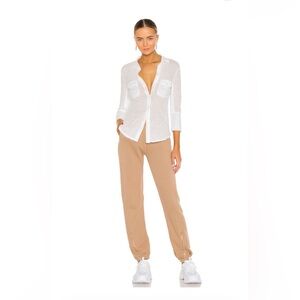 James Perse Slub Side Panel Button Front White Cotton 3/4 Shirt Medium (2)